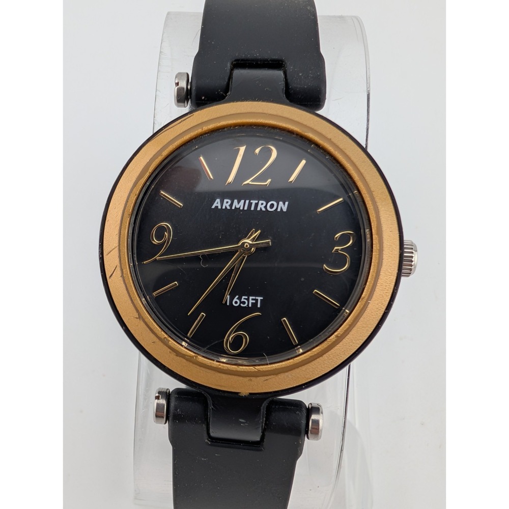 Armitron Pro Sport Women's Watch 32mm Case Black Band 25/6442-‎ New Battery